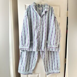 Lanz of Salzburg Pajama Set Flannel Cotton Floral Long Sleeve Plus Size 2X